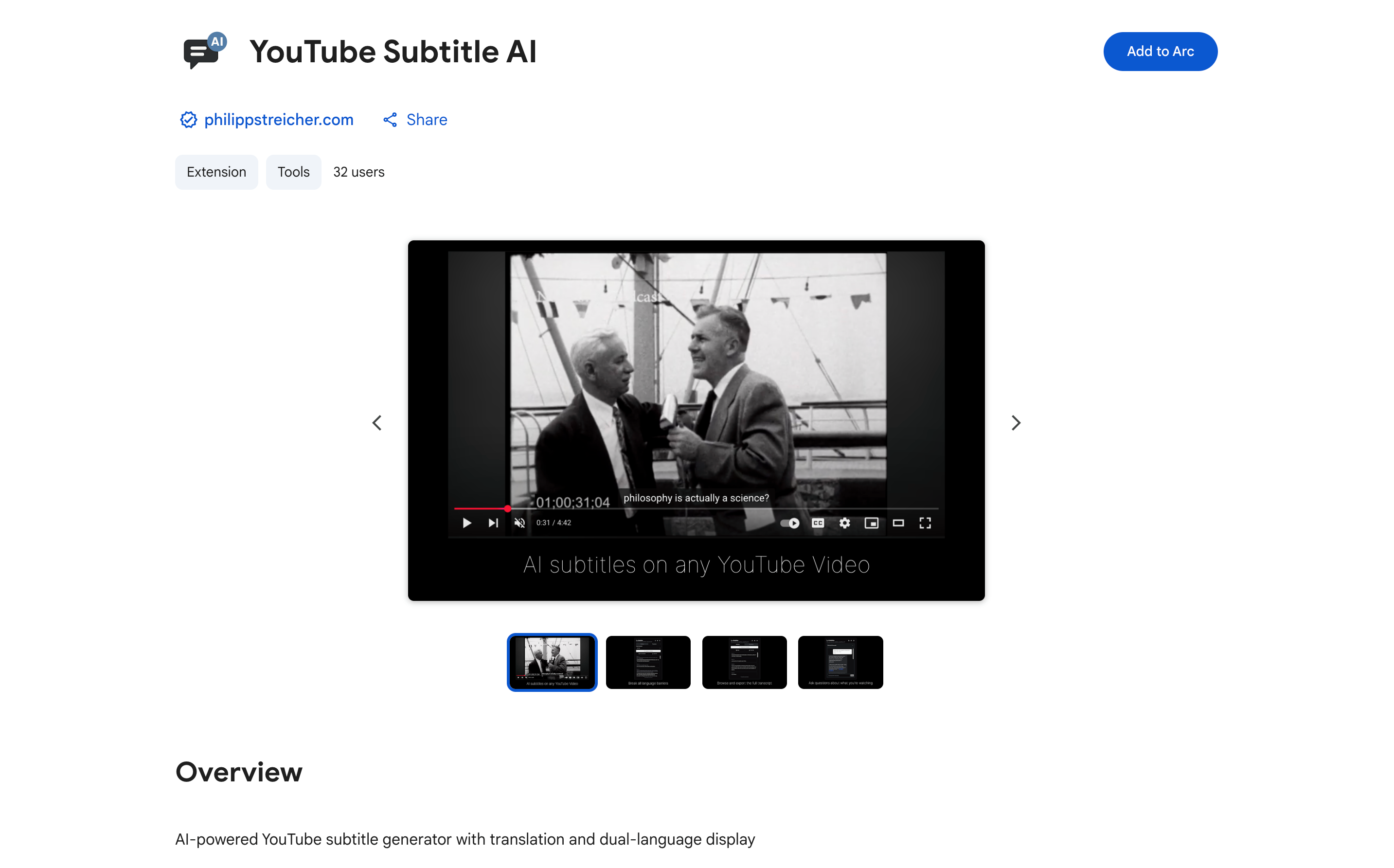 YouTube Subtitle AI screenshot